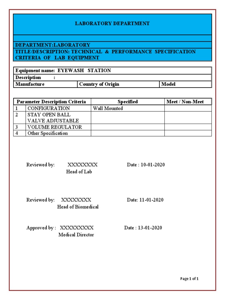 Technical Specifications and Performance Criteria for WallMounted