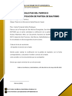 Solicitud Rectificacion de Partida de Bautismo