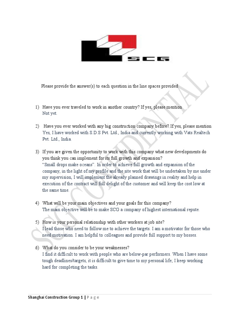 Societe Generale Questionnaire: Sg Questionnaire – DTWNIR