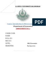 Allama Iqbal Open University Islamabad: Corse Code: Name: Roll No: Reg - No: Level: Semester: Spring 2022