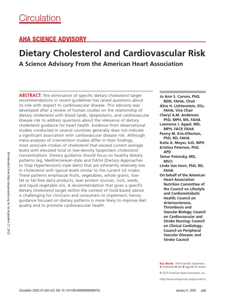 Dietary Cholesterol and Cardiovascular Risk | PDF | Cardiovascular ...