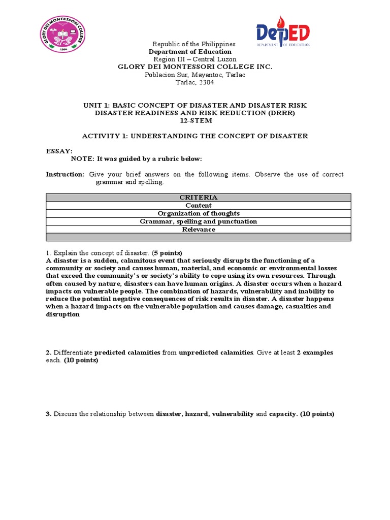 Drrr Worksheet Pdf Hazards Risk