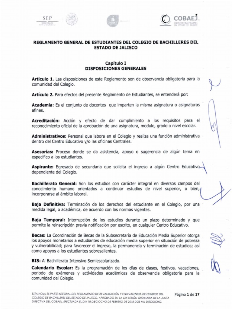 Reglamento General de Estudiantes | PDF