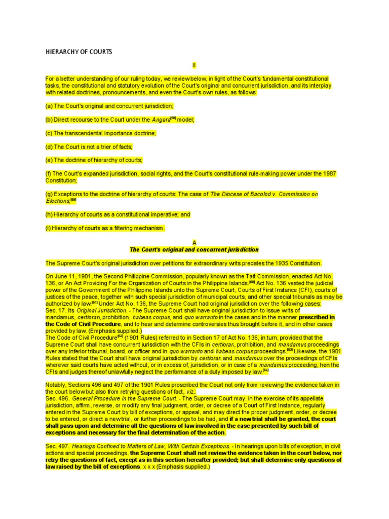 Hierarchy of courts doctrine pdf jurisdiction certiorari