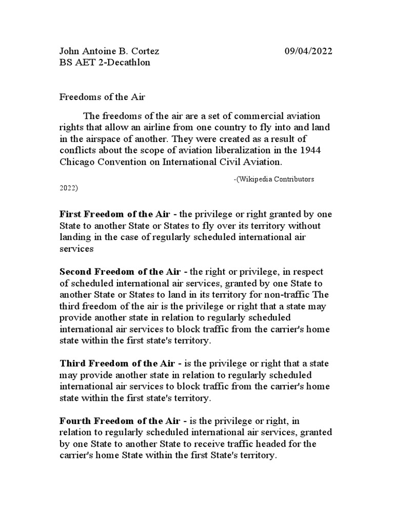 ICAO Freedoms of the Air Explained | PDF