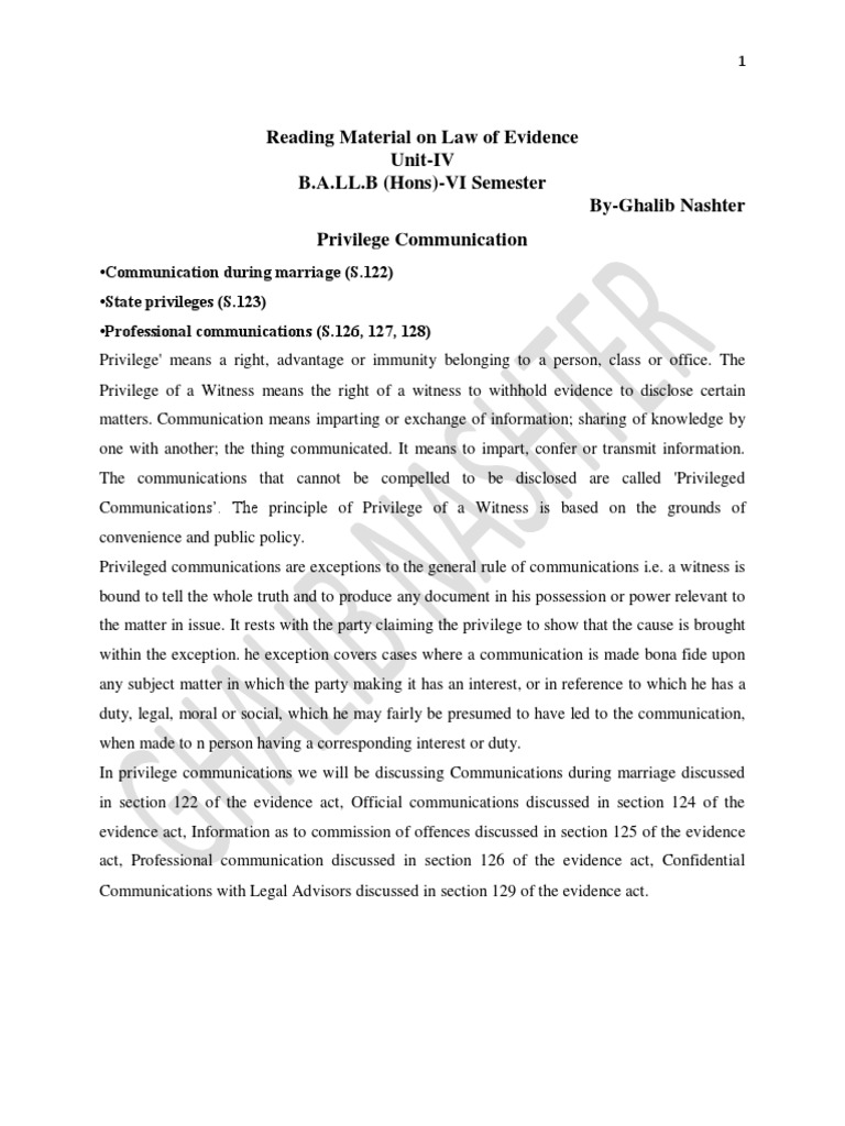 Privileged Communications PDF Common Law Ethical Principles