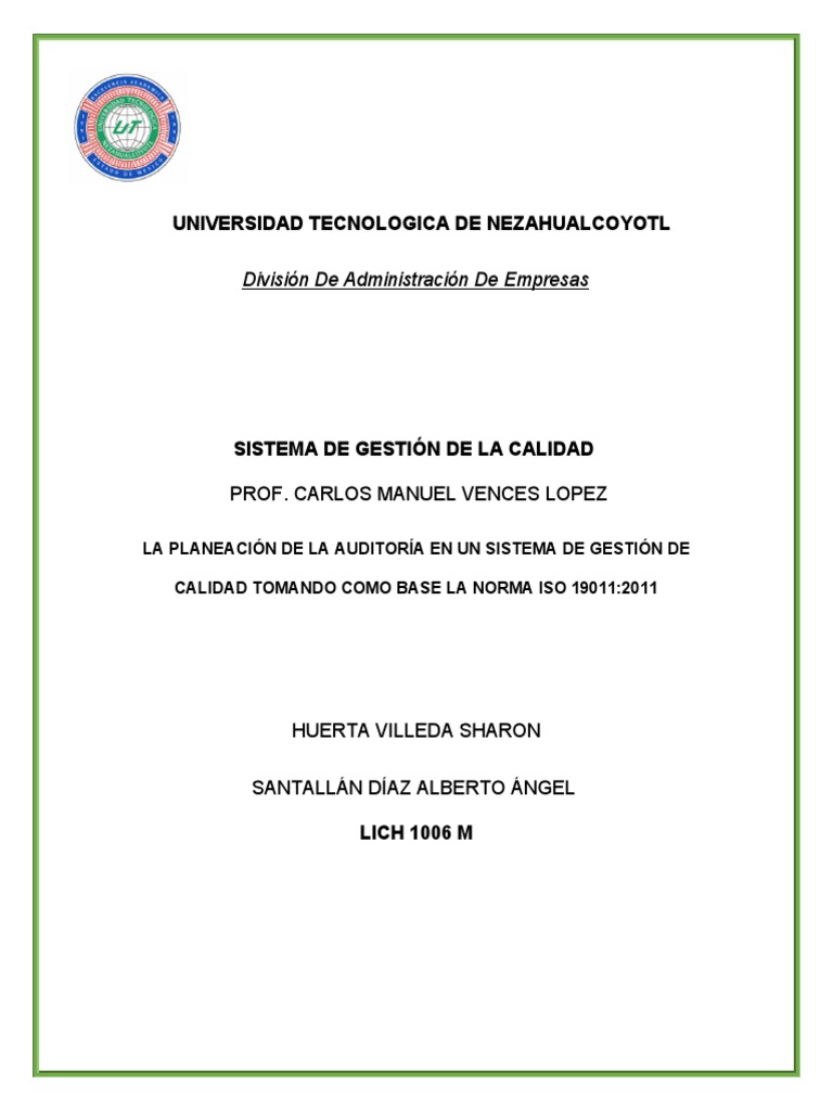 Iso 19011 2011 pdf auditor a sistema de manejo de calidad