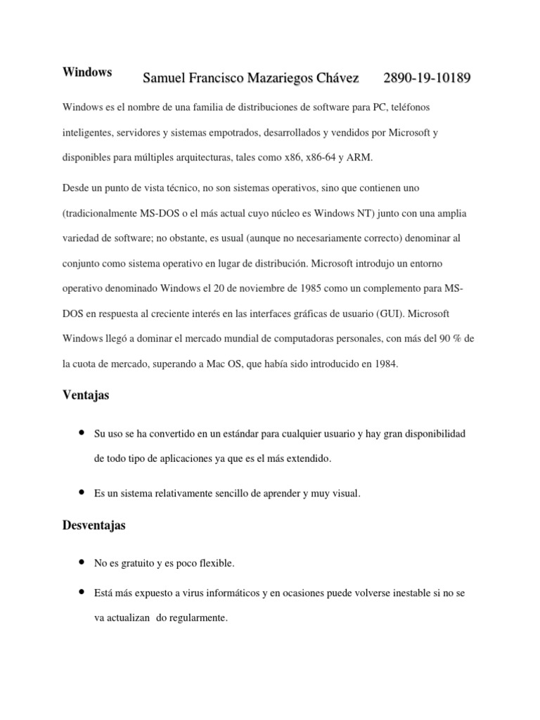 Comparativa entre Windows y Linux | PDF | Microsoft Windows ...