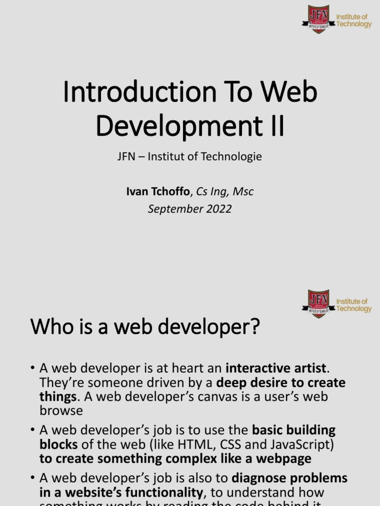 Introduction To Web Programing II | PDF | World Wide Web | Internet & Web