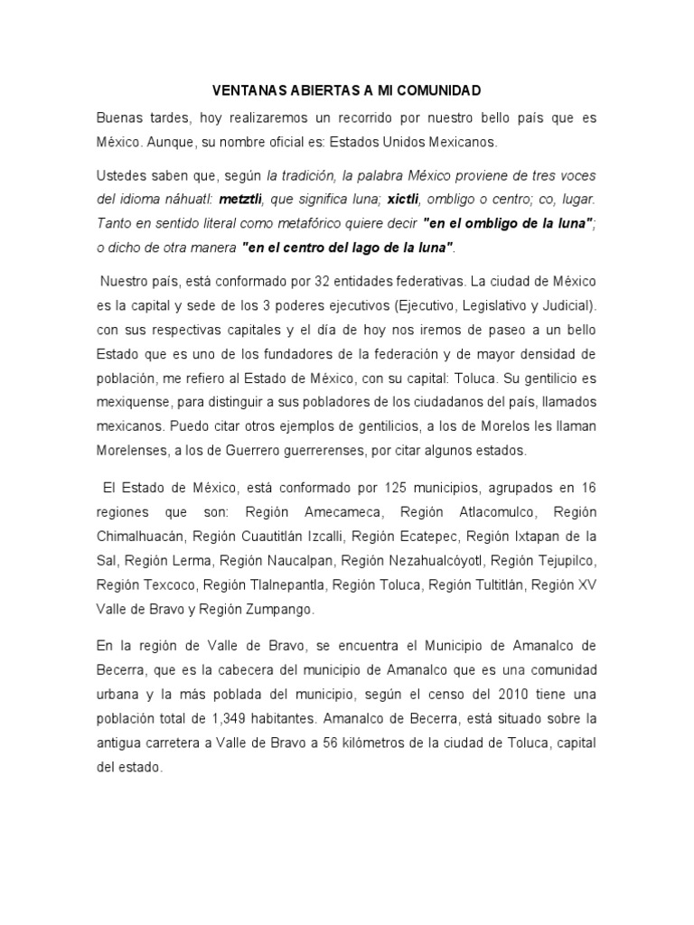 Ventanas Abiertas A Mi Comunidad PDF Alimentos