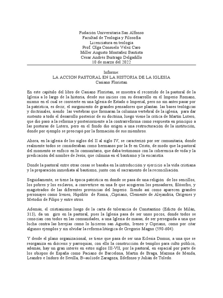 Acción pastoral en la historia de la Iglesia | PDF | Iglesia Católica ...