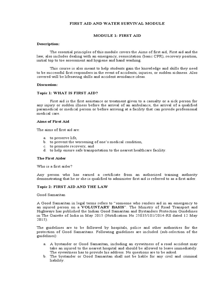 First Aid and Water Survival PDF Cardiopulmonary Resuscitation