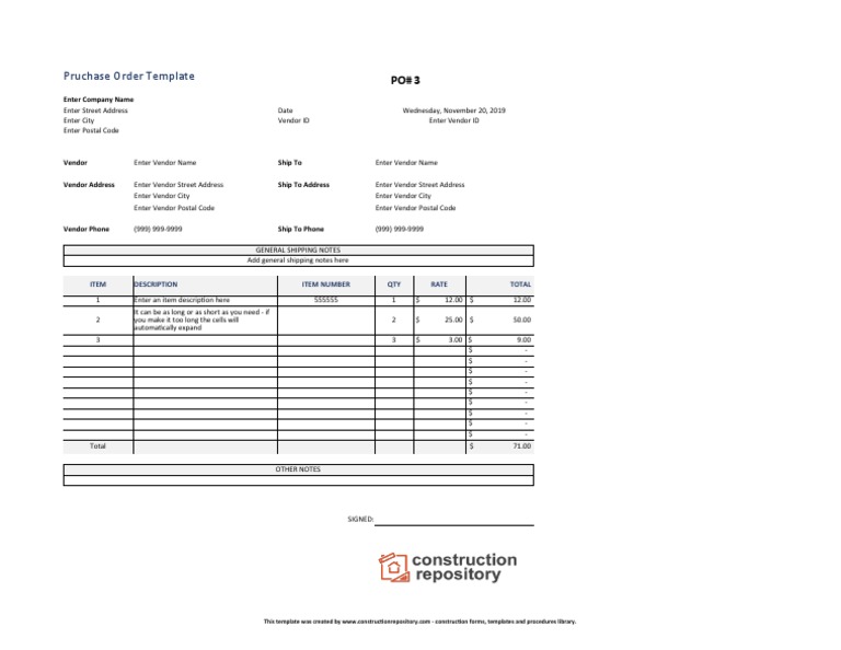Construction Purchase Order Template Yk79oo | PDF | Computing | Service ...