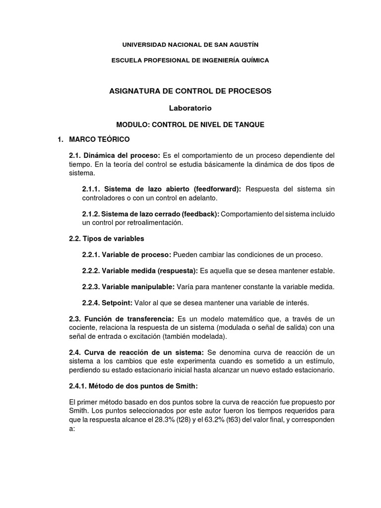 Control De Nivel De Tanque Pdf Agua Realimentación