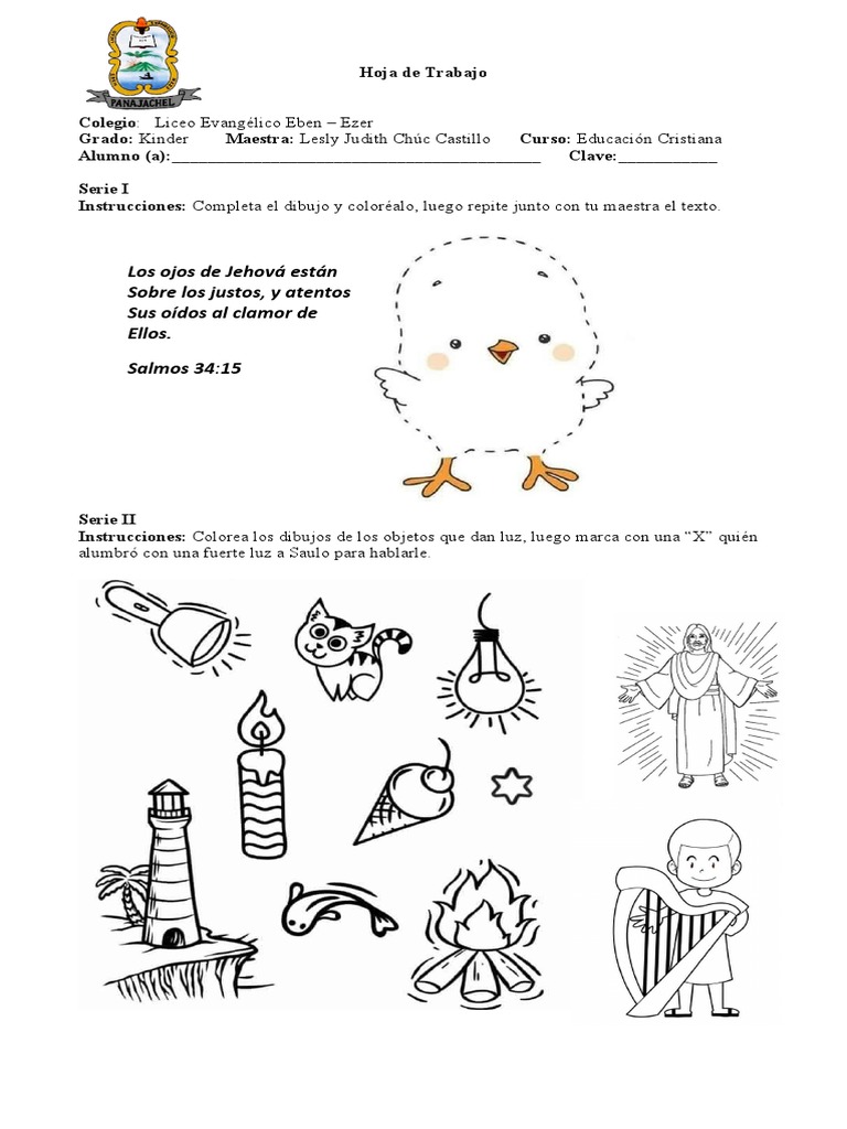 Hojas De Trabajo Cristianas Para Niños En Edad Preescolar Material