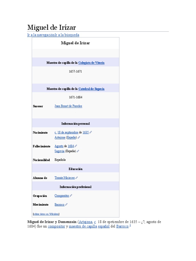 Miguel de Irízar PDF Periodo de práctica común Arte barroco