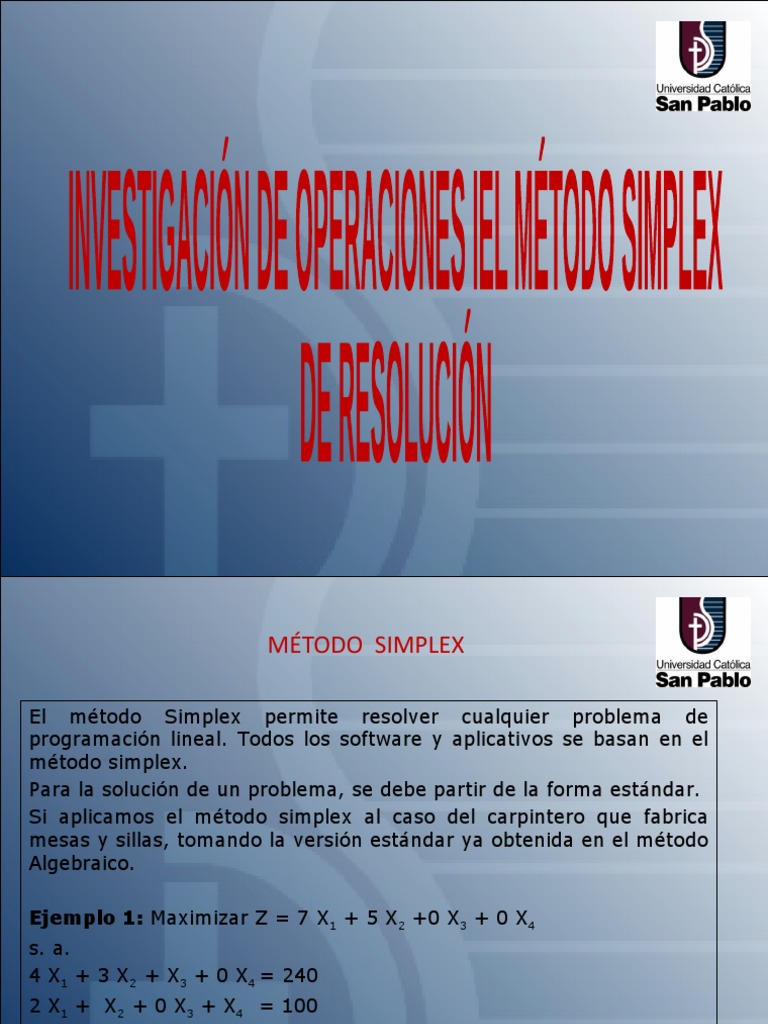 Método Simplex para Programación Lineal | PDF | Matemáticas De La ...