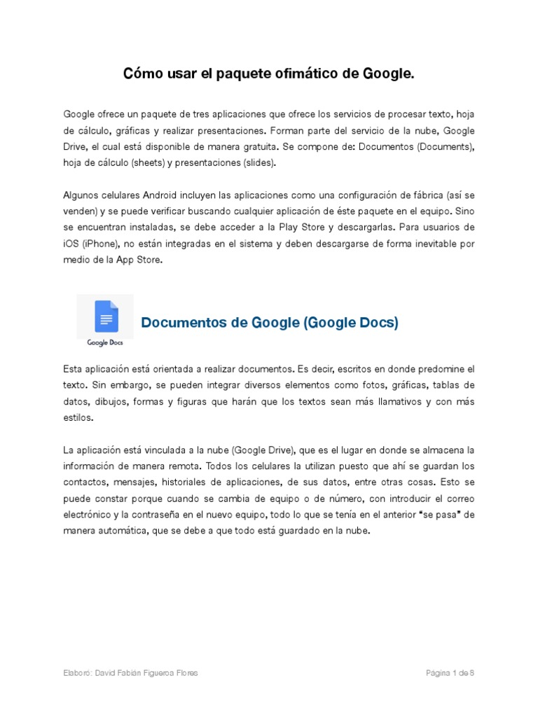 Como Usar Google Docs PDF Software de la aplicacion Informática