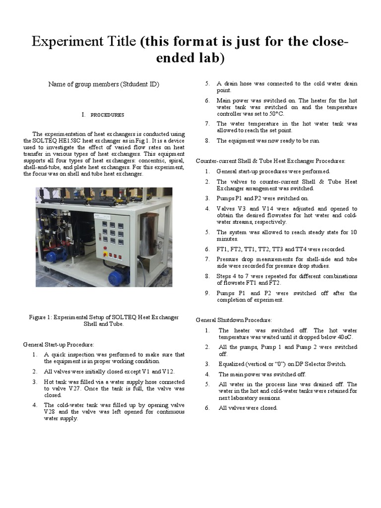 Lab 2 Procedure PDF Heat Exchanger Water Heating