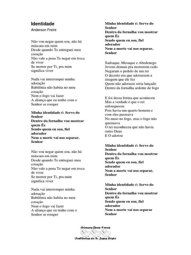 Identidade - Anderson Freire | PDF | Sadraque, Mesaque e Abednego (canção)