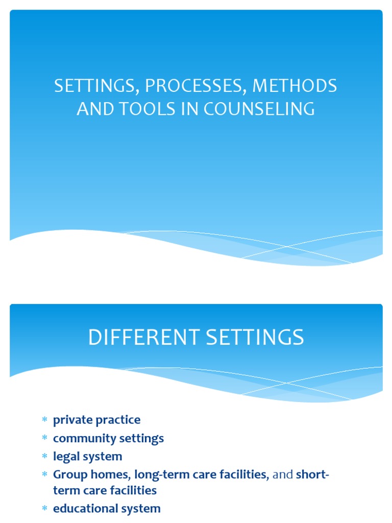 Counseling Settings and Processes Overview | PDF | Career & Growth ...