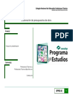 Elaboración de Presupuestos de Obra: Área(s)