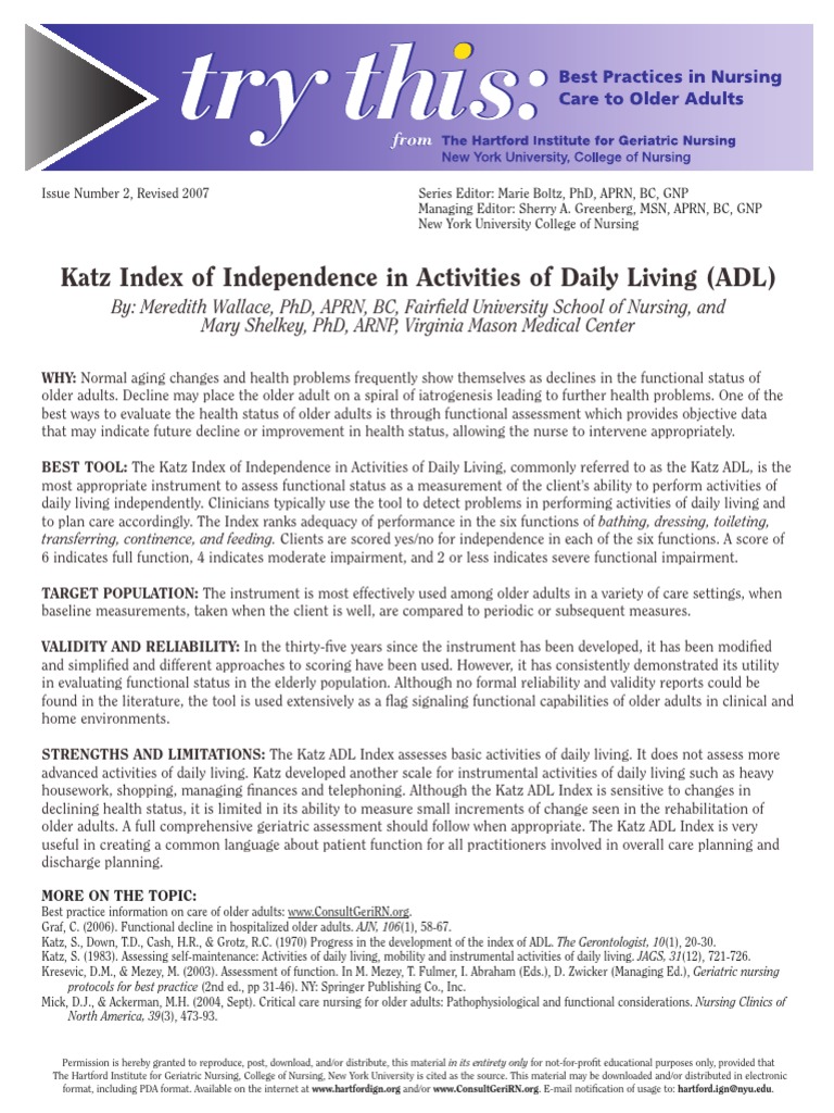 Katz Index Urinary Incontinence Medicine