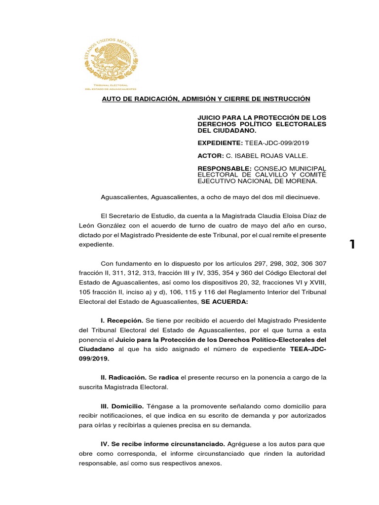 4.auto de Radicación, Admisión y Cierre