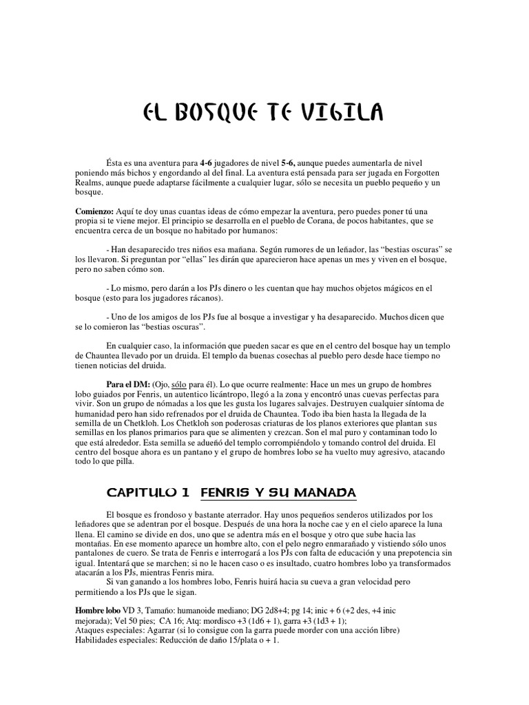 Aventura LV 56 El Bosque Te Vigila PDF Hombres lobo