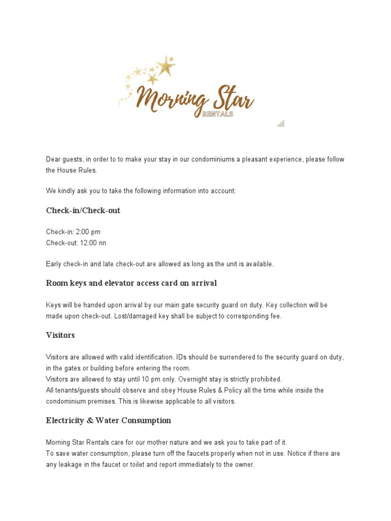 House Rules Condo | PDF | Home & Garden