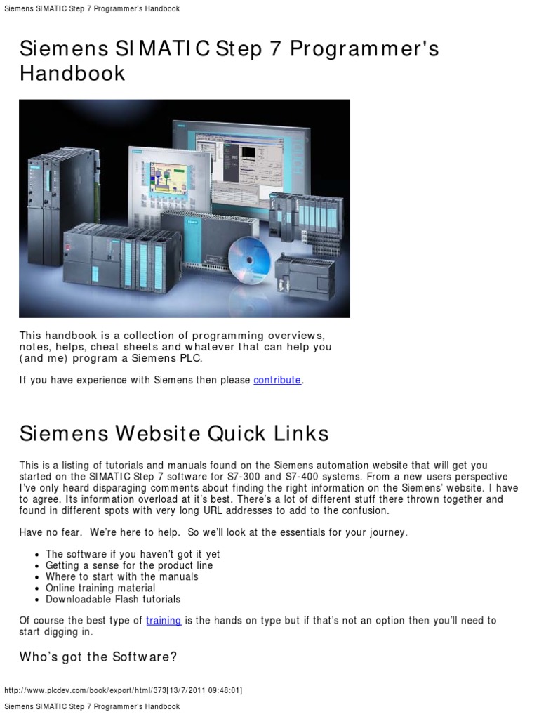 Siemens SIMATIC Step 7 Programmer's Handbook | PDF | Trigonometric ...