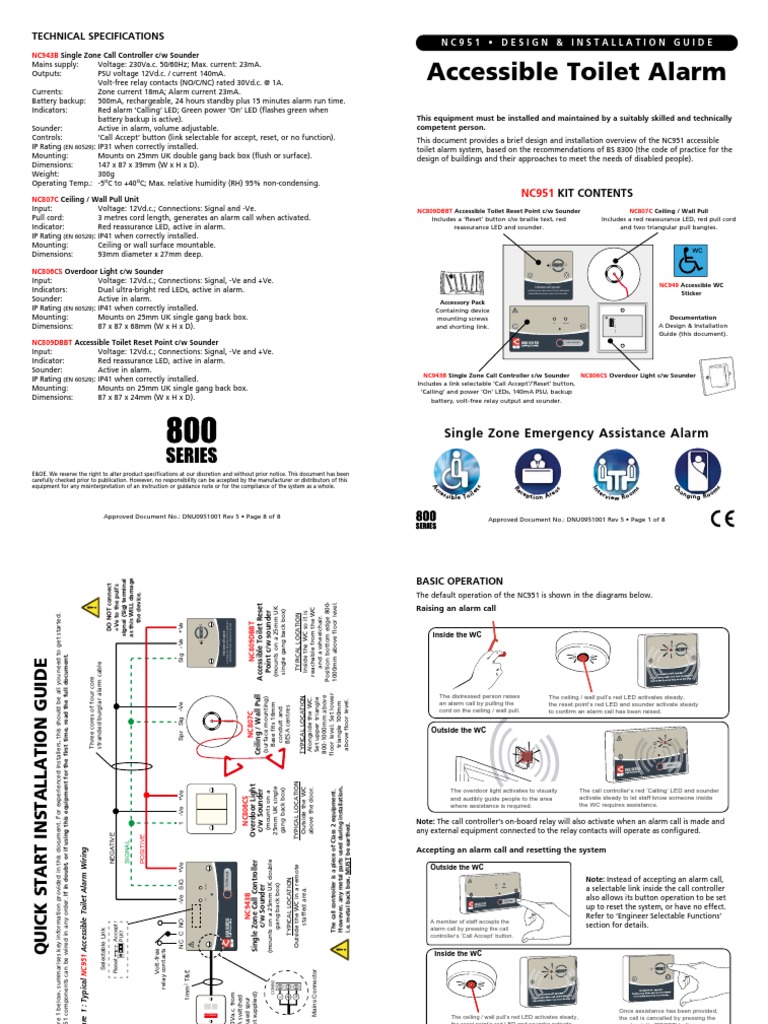 NC951 Accessible Toilet Alarm Guide | PDF | Power Supply | Relay