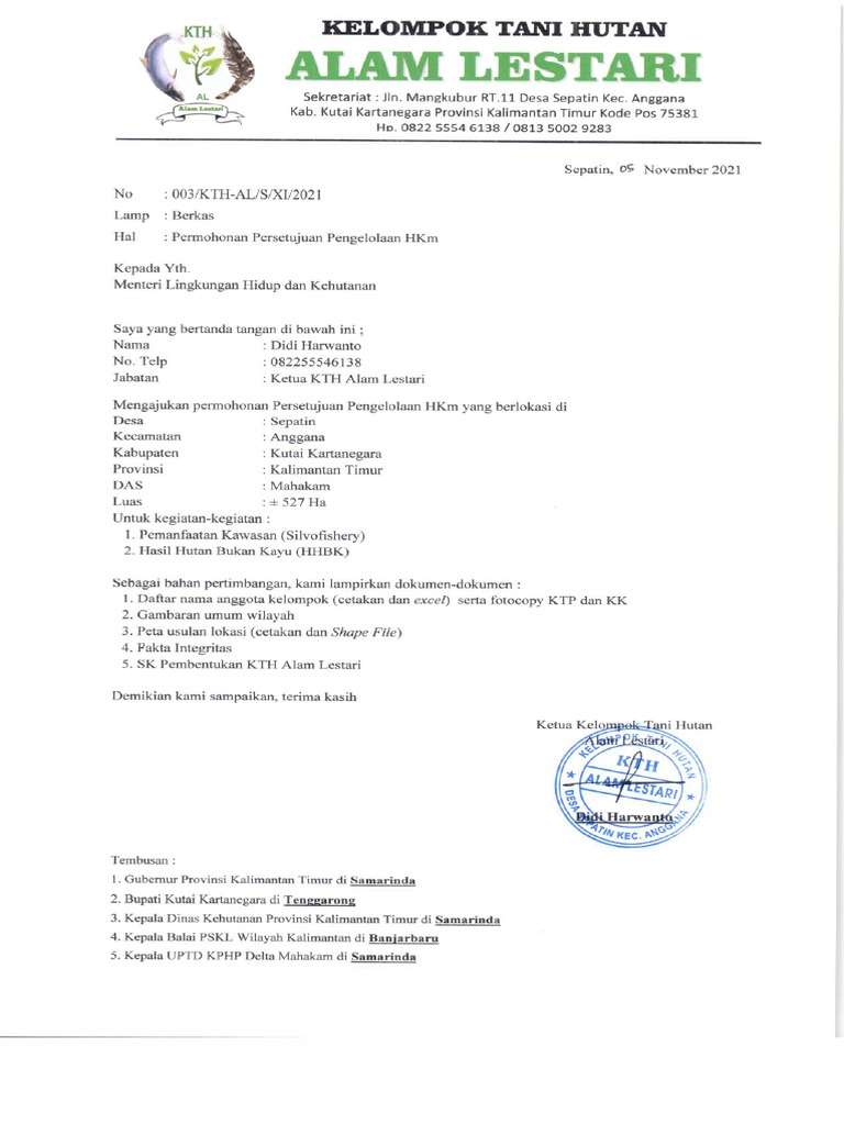 CONTOH Usulan PS - KTH Alam Lestari | PDF