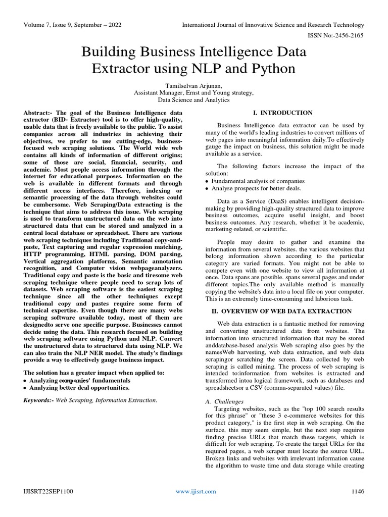 Building business intelligence data extractor using nlp and python pdf