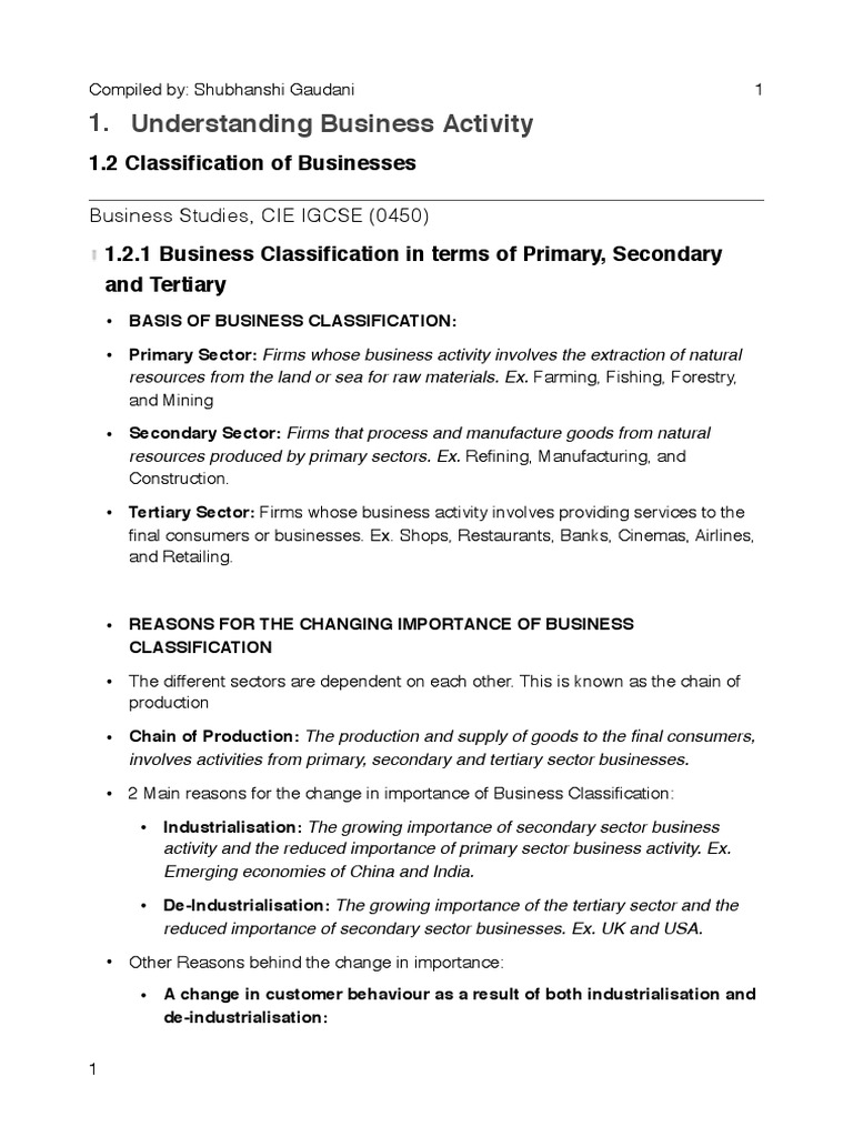 1 2 Classification of Business PDF Profit (Economics) Business