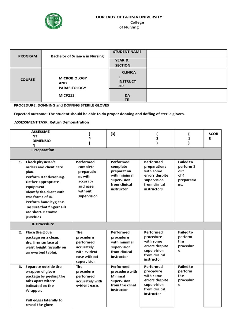 Rubrics Open Gloving Pdf Glove Health Care