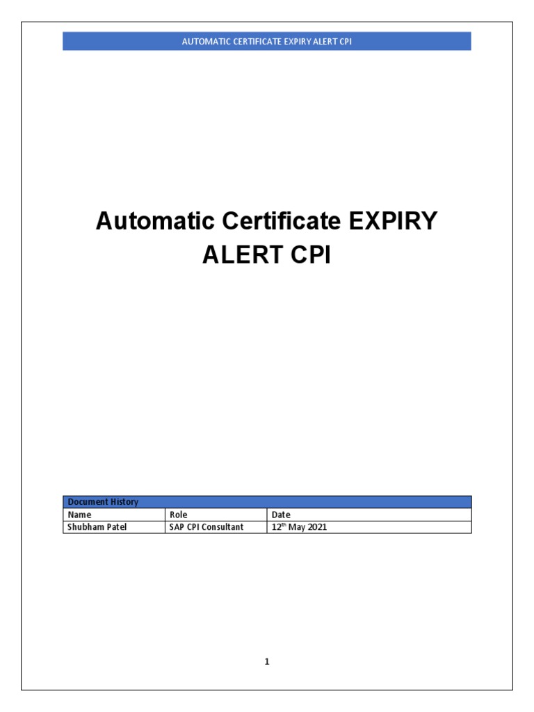 Automated Certificate Expiry Alerts in CPI | PDF | Cyberspace ...