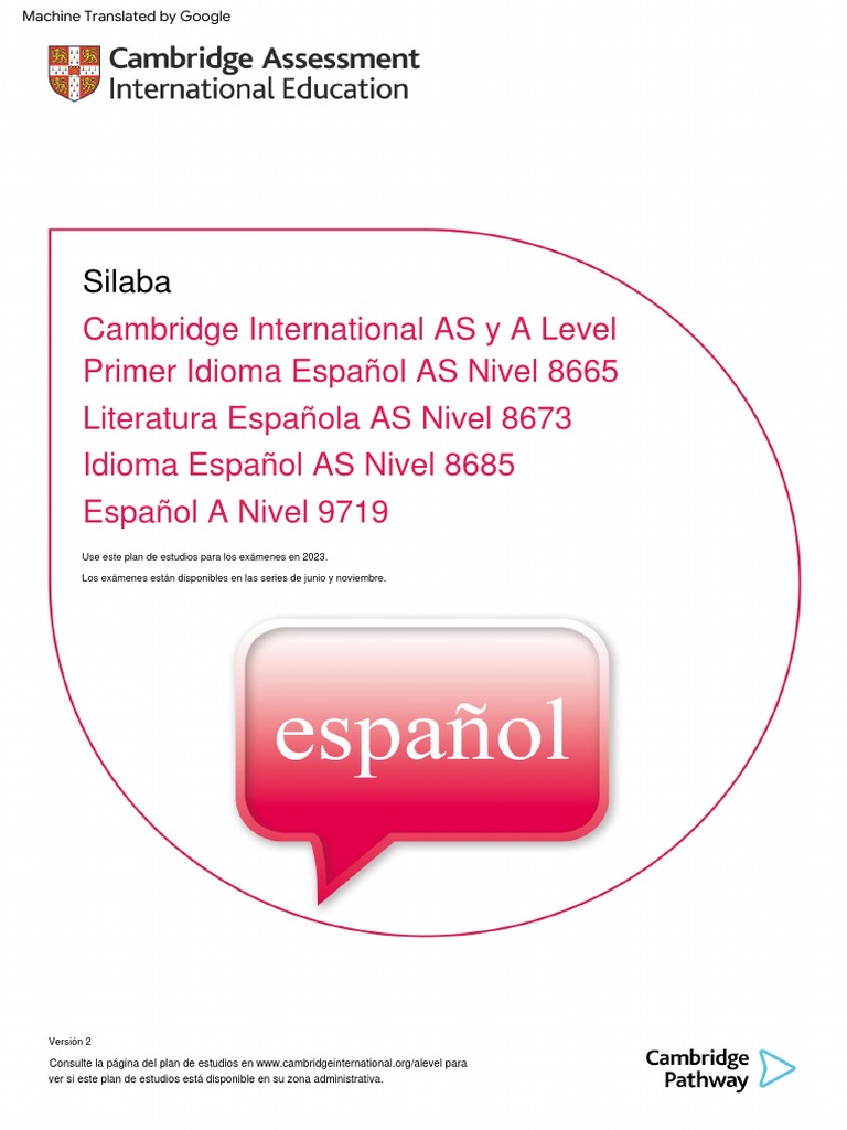 Silaba Primer Idioma Español AS Nivel 8665 Cambridge International AS