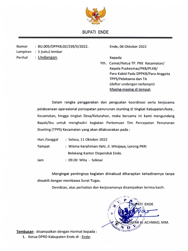 Undangan Pertemuan TPPS Kecamatan | PDF