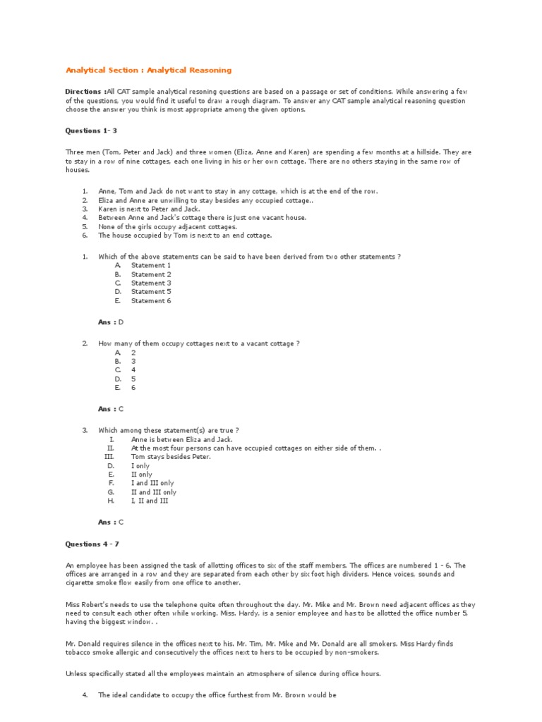 LRDI - Sample Ques With Answers | PDF | Malaria | Fever