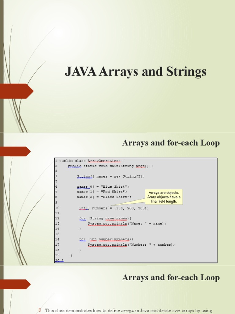 JAVA Arrays and Strings | PDF | String (Computer Science) | Array Data ...