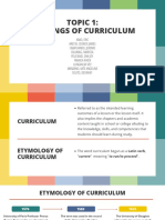 Topic 1: Meanings of Curriculum