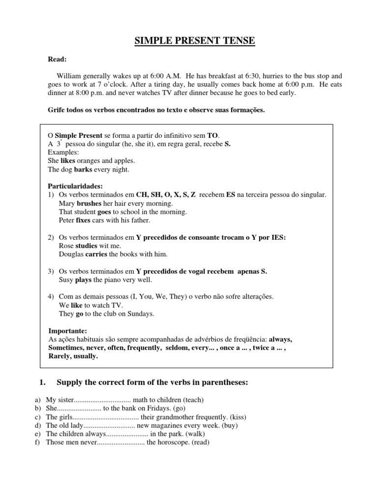 Simple Present Tense Guide | PDF | Language Arts & Discipline