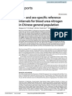 Age and Sex Specific Reference Intervals For Blood Urea Nitrogen in Chinese General Population