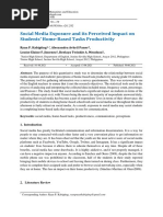 Social Media Exposure and Its Perceived Impact On Students' Home-Based Tasks Productivity