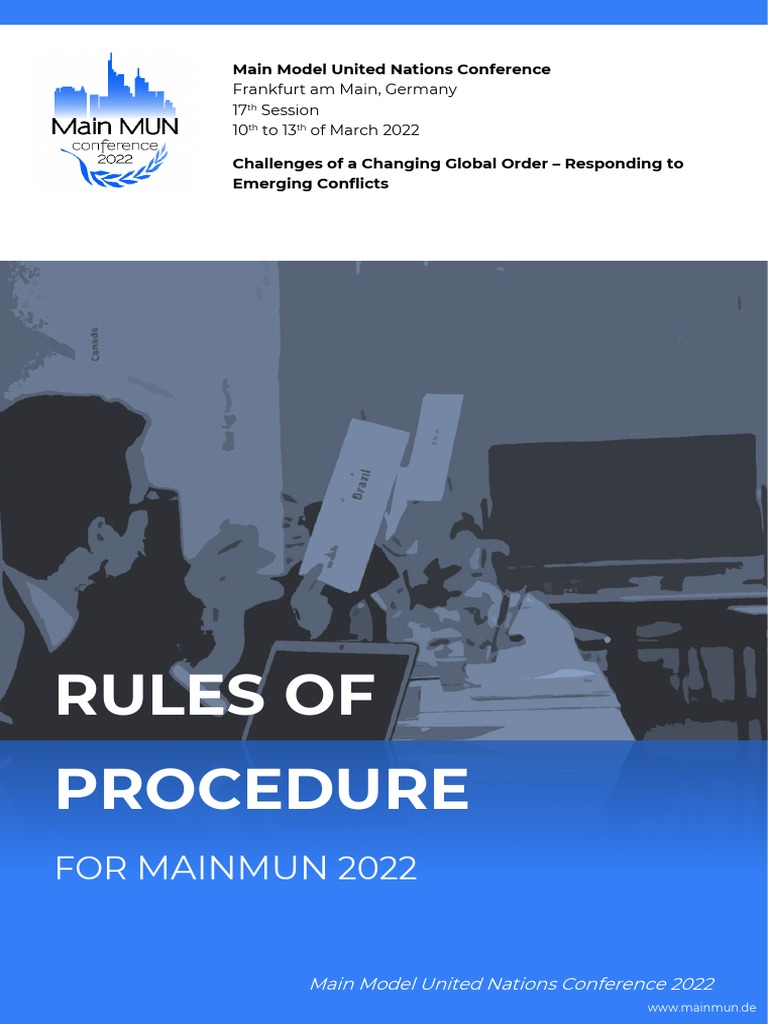 MainMUN RoP 2022 PDF United Nations Security Council Agenda (Meeting)