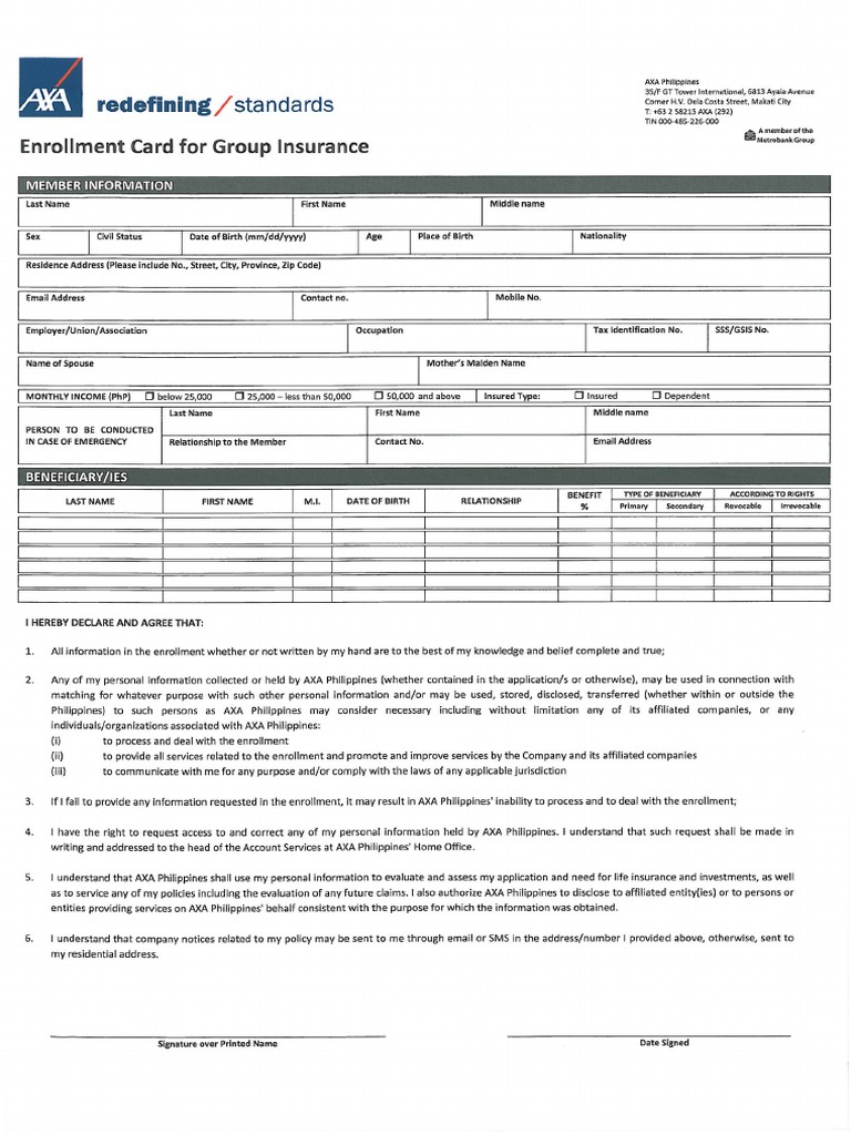 Axa Form PDF