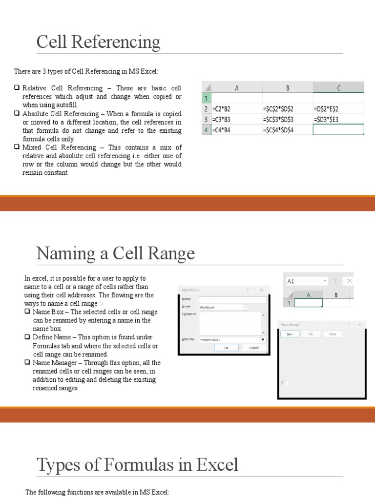 Types of Cell Referencing in Excel | PDF