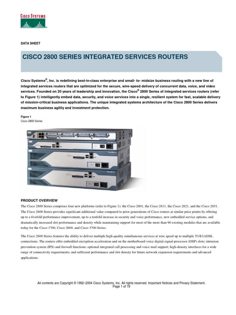 Datasheet Cisco 2800 Series | PDF | Virtual Private Network | Computer ...