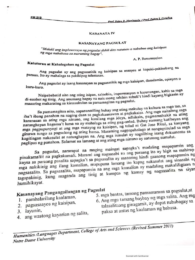 Kasanayang Pagsulat | PDF